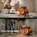 UNIMAC 2kW Industrial Electric Space Fan Heater, Tilt Angle, Fast Heating, 2 Heat Settings, Portable for Workshop and Garage Use - Image 6