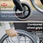 EQUIPMED Folding Aluminium Wheelchair, 20" Wheels, Park Brakes, 100kg Capacity, Grey/Black - Image 10