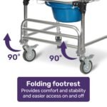 Equipmed Commode Shower Chair, Over Toilet or Bedside 136kg Capacity Aluminium frame with Wheels, White/Blue - Image 8