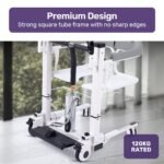 Equipmed Patient Lift Transfer Chair, Easy Hydraulic Height Adjustment, Shower Compatible, Over Toilet, Removable Commode, for Seniors Elderly Disabled - Image 11