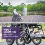 Equipmed Electric Folding Wheelchair, Wide Bariatric Chair Seat, Comfortable for S-XL, Long Range, Lithium Battery, Black/Grey - Image 12