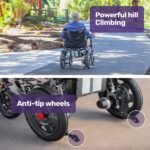 Equipmed Electric Folding Wheelchair, Wide Bariatric Chair Seat, Comfortable for S-XL, Long Range, Lithium Battery, Black/Grey - Image 14