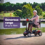 EQUIPMED FreeRoam+ Mid-Sized Lithium Fast Easy Charge Mobility Scooter, Red - Image 9