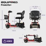 EQUIPMED FreeLite+ Mid-Sized Foldable Electric Mobility Scooter, Lithium Battery, Long Range and Easy Charging, Red - Image 2