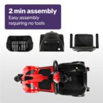 EQUIPMED FreeLite+ Mid-Sized Foldable Electric Mobility Scooter, Lithium Battery, Long Range and Easy Charging, Red - Image 5