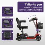 EQUIPMED FreeLite+ Mid-Sized Foldable Electric Mobility Scooter, Lithium Battery, Long Range and Easy Charging, Red - Image 6