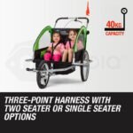Tag-along Kids Bike Trailer Bicycle Pram Stroller Children Jogger Green - Image 4