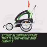 Tag-along Kids Bike Trailer Bicycle Pram Stroller Children Jogger Green - Image 5
