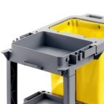 AUCH Janitor Cleaning Trolley, Housekeeping Cart, 3 Shelves, Tool Storage Clamp, Wet Sign Hook, Quiet Wheels, Grey - Image 4