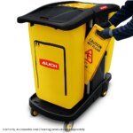 AUCH Double Bag Janitor Cleaning Trolley, Housekeeping Cart, Lockable Cabinet with Storage Tubs, Quiet Wheels, Black - Image 7