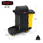 AUCH Double Bag Janitor Cleaning Trolley, Housekeeping Cart, Lockable Cabinet with Storage Tubs, Quiet Wheels, Black - Image 8