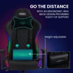 Overdrive Gaming Chair, with Bluetooth Speakers, RGB LED Lights, Reclining Game Armchair, Black - Image 9