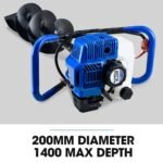 POWERBLADE PD750 52cc 2-Stroke Petrol Post Hole Digger, 200mm Auger w/ 600mm Extension Shaft - Image 11