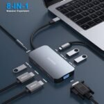 BENFEI 335GY USB-C Hub with Triple Display, 8-in-1 Docking Station (100W PD, Dual 4K HDMI, VGA, 3x USB 3.0) - Image 3