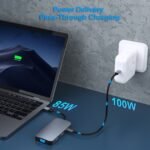 BENFEI 335GY USB-C Hub with Triple Display, 8-in-1 Docking Station (100W PD, Dual 4K HDMI, VGA, 3x USB 3.0) - Image 7
