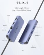 BENFEI 000359GY  11-in-1 USB C Hub Triple Display Docking Station Dual HDMI, VGA, 3xUSB 3.0, 10Gbps - Image 2
