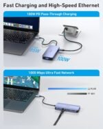 BENFEI 000359GY  11-in-1 USB C Hub Triple Display Docking Station Dual HDMI, VGA, 3xUSB 3.0, 10Gbps - Image 3