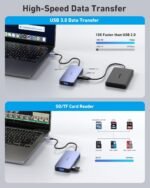 BENFEI 000359GY  11-in-1 USB C Hub Triple Display Docking Station Dual HDMI, VGA, 3xUSB 3.0, 10Gbps - Image 6