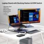 BENFEI 000366GY Laptop Stand with USB C Hub, Multi Function With USB and KVM Switch and 15W Wireless Charger - Image 2