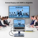 BENFEI 000366GY Laptop Stand with USB C Hub, Multi Function With USB and KVM Switch and 15W Wireless Charger - Image 4