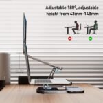 BENFEI 000366GY Laptop Stand with USB C Hub, Multi Function With USB and KVM Switch and 15W Wireless Charger - Image 7