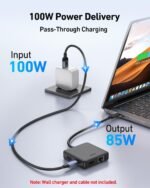 BENFEI 399BK 6-in-1 USB-C HUB to HDMI(8K)+USB3.2(10Gbps)+USB2.0x2+PD100W+RJ45 Black - Image 6