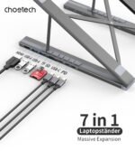 CHOETECH HUB-M48 7-in-1 Hub + Foldable Laptop stand USB-C to HDMI 4K/USB-A/TF&SD/USB-C with PD Charging - Image 2