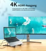 CHOETECH HUB-M48 7-in-1 Hub + Foldable Laptop stand USB-C to HDMI 4K/USB-A/TF&SD/USB-C with PD Charging - Image 4