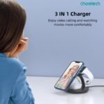 CHOETECH T587-F 3-in-1 Magnetic Wireless Charger Station for iPhone 12/13/14/AirPods Pro/iWatch - Image 8