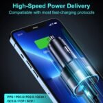 CHOETECH TC0011 130W 3 Ports (Dual USB-C Port PD3.0 + USB-A Port) Fast Car Charger - Image 4