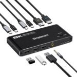 Simplecom KM470 2-Port USB-C KVM Switch 8K Docking Station HDMI 2.1 DP for Laptop Tablet - Image 2