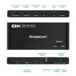 Simplecom KM470 2-Port USB-C KVM Switch 8K Docking Station HDMI 2.1 DP for Laptop Tablet - Image 3