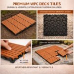 10PCS Interlocking Patio Deck Tiles 30cm x 30cm Outdoor Wood Flooring for Patio Garden Balcony Poolside - Image 4