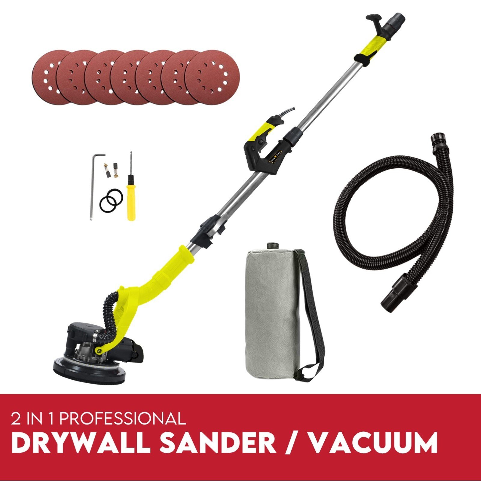 V379-DRYSND2309-202603021145-00 2000W Electric Drywall Sander Hand-Held Machine Plaster Wall Vacuum Bag 7-Speed - Image 1