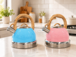 2.9L Whistling Kettle Stainless Steel Foldable Handle Camping Home Office Pink - Image 4