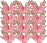 24 Pair Fishnet Gloves Fingerless Wrist Length 70s 80s Costume Party Light Pink - Image 2