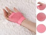 24 Pair Fishnet Gloves Fingerless Wrist Length 70s 80s Costume Party Light Pink - Image 3