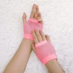 24 Pair Fishnet Gloves Fingerless Wrist Length 70s 80s Costume Party Light Pink - Image 4