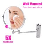 Bath Mirror 5X Magnification Wall Mounted Adjustable Makeup Mirror Arm Extend - Image 8
