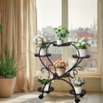 6 Potted Heart-shaped Metal Tall Plant Stand Rolling Garden Cart Flower Racks AU - Image 5