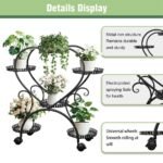6 Potted Heart-shaped Metal Tall Plant Stand Rolling Garden Cart Flower Racks AU - Image 9
