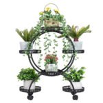 Metal Plant Stand Rack 4Tier Indoor Flower Pot Stand with Wheels for Living Room - Image 4