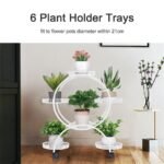 Fin White Metal Plant Stand 6-Potted Flower Pot Holder W Wheels 4 Tier Display Shelf - Image 8