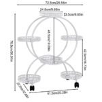 Fin White Metal Plant Stand 6-Potted Flower Pot Holder W Wheels 4 Tier Display Shelf - Image 9