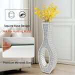 30-Inch Tall Double Sided Crushed Diamond Floor Vase Large Mirrored Silver Crystal D ©cor - Image 11