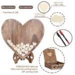 Wedding Guest Book Alternative with Stand+Storage Box+88PCS Wooden Hearts+Pens - Image 6
