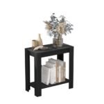 Rustic 2 Tier Side Table Open Accent Table Bedside Storage Slim Coffee End Table - Image 2