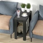 Rustic 2 Tier Side Table Open Accent Table Bedside Storage Slim Coffee End Table - Image 5