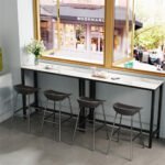 Xxl Marble Kitchen Bar Table Counter Breakfast Dining Table W/ Thicken Metal Leg - Image 5