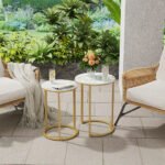 2Pcs Gold Marble Nesting Side End Tables Round Small Stacking Drink Coffee Table - Image 7